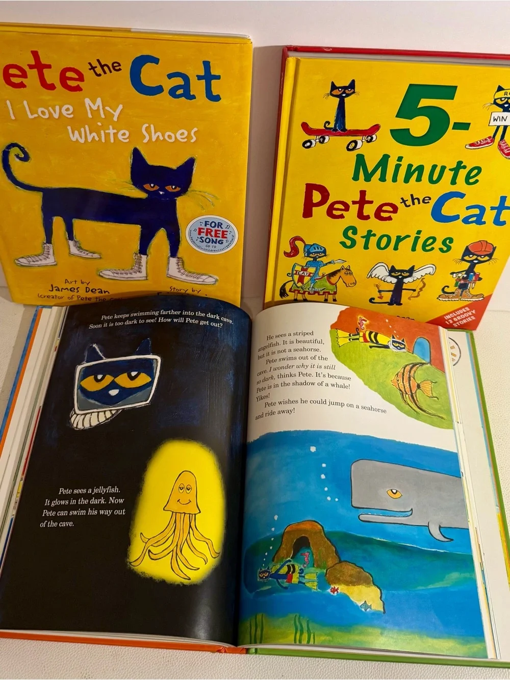 Pete the Cat 3 Hardcover Book Lot 5-Minute Stories I Love My White Shoes Kids